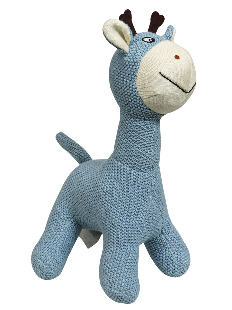 Knitted Soft Blue Giraffe Toy