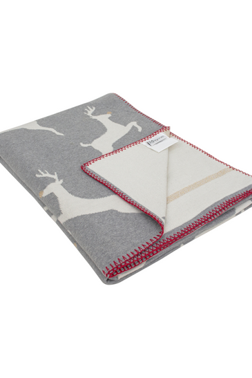 Cotton Knitted Grey Deer Throw