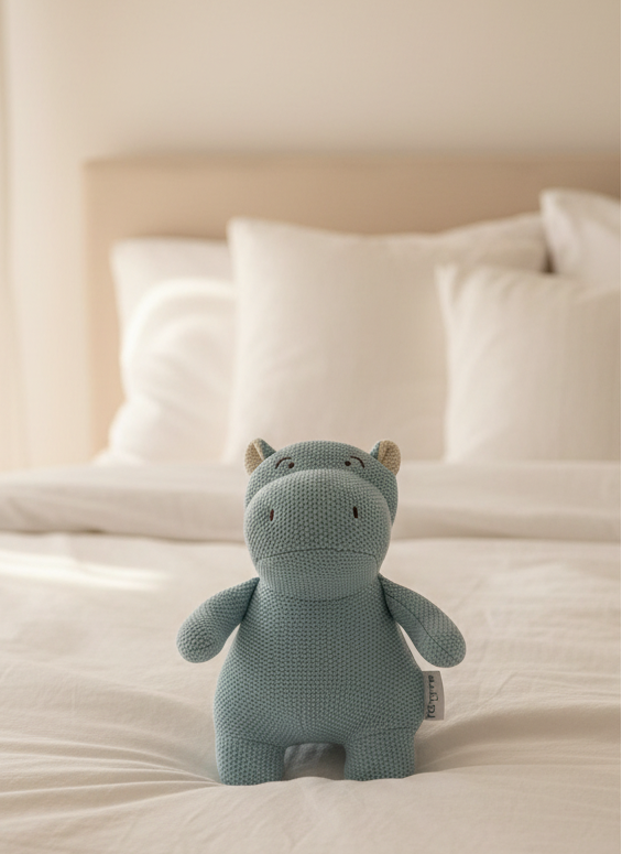 Pomme Cotton Knitted Playful Hippo (Soft Blue)