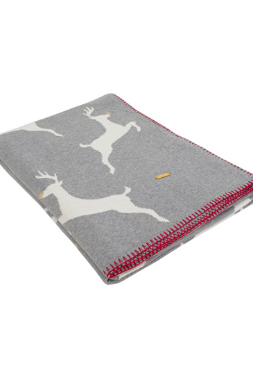 Cotton Knitted Grey Deer Throw