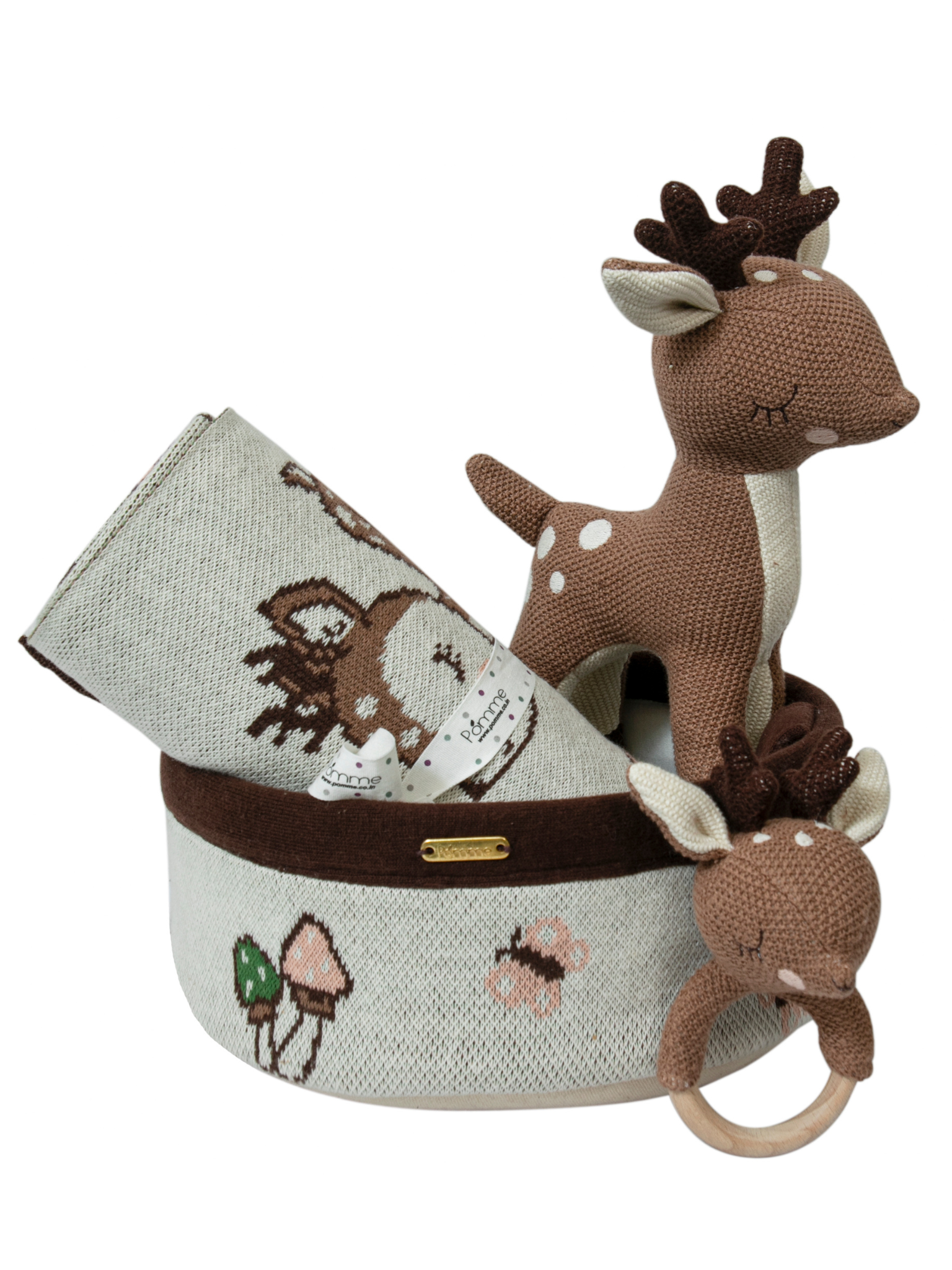 knitted Deer basket gift set