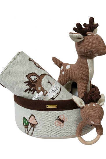 knitted Deer basket gift set