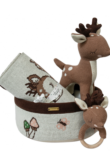 knitted Deer basket gift set