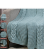 Knitted Lt. Green Cable Knit with Chunky Texture Knit Throw