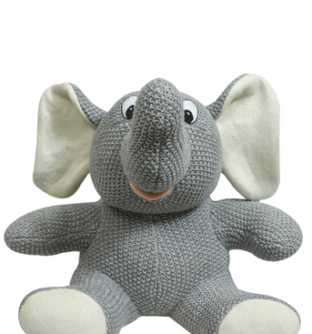 Knitted Soft Toy Grey Moss Knit Sitting Elephant