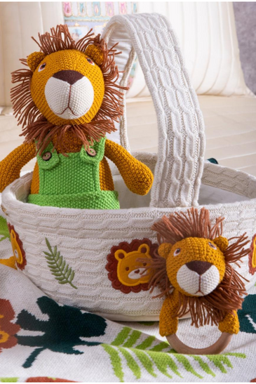 knitted Lion basket gift set