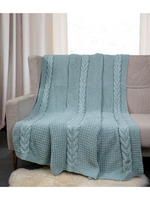 Load image into Gallery viewer, Knitted Lt. Green Cable Knit with Chunky Texture Knit Throw