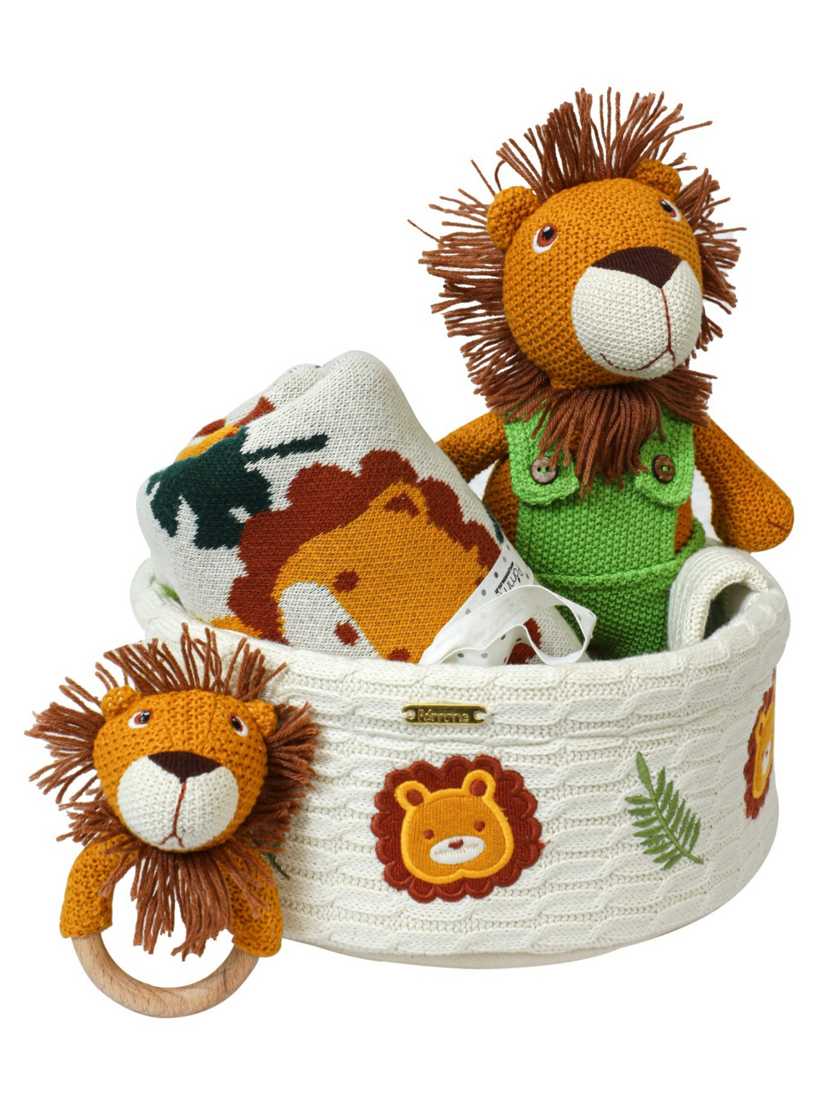 Pomme Cotton Knitted Lion Gift Basket