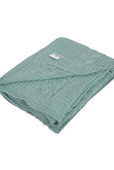 Knitted Lt. Green Cable Knit with Chunky Texture Knit Throw