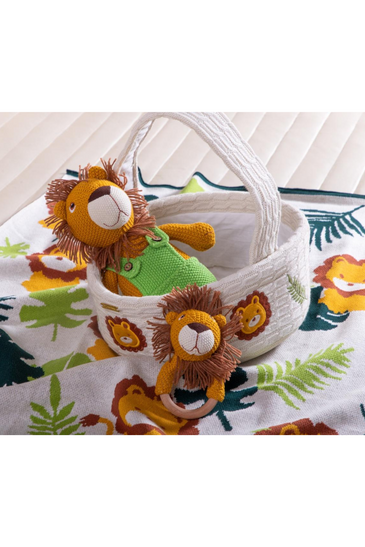 knitted Lion basket gift set