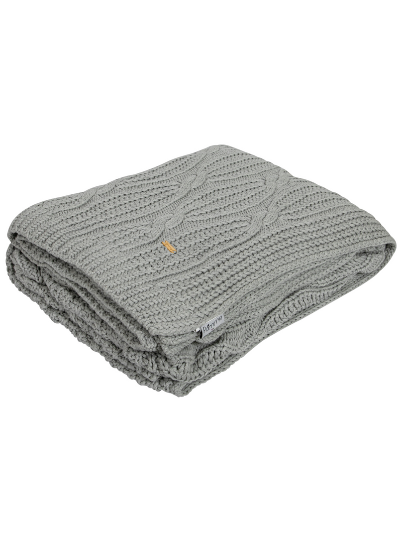 Knitted Grey Melange Texture Knit Throw