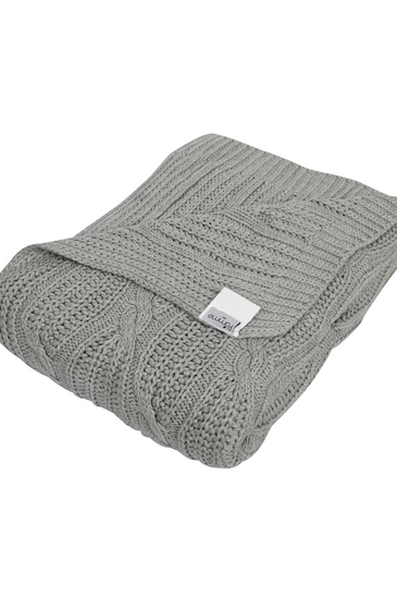 Knitted Grey Melange Texture Knit Throw