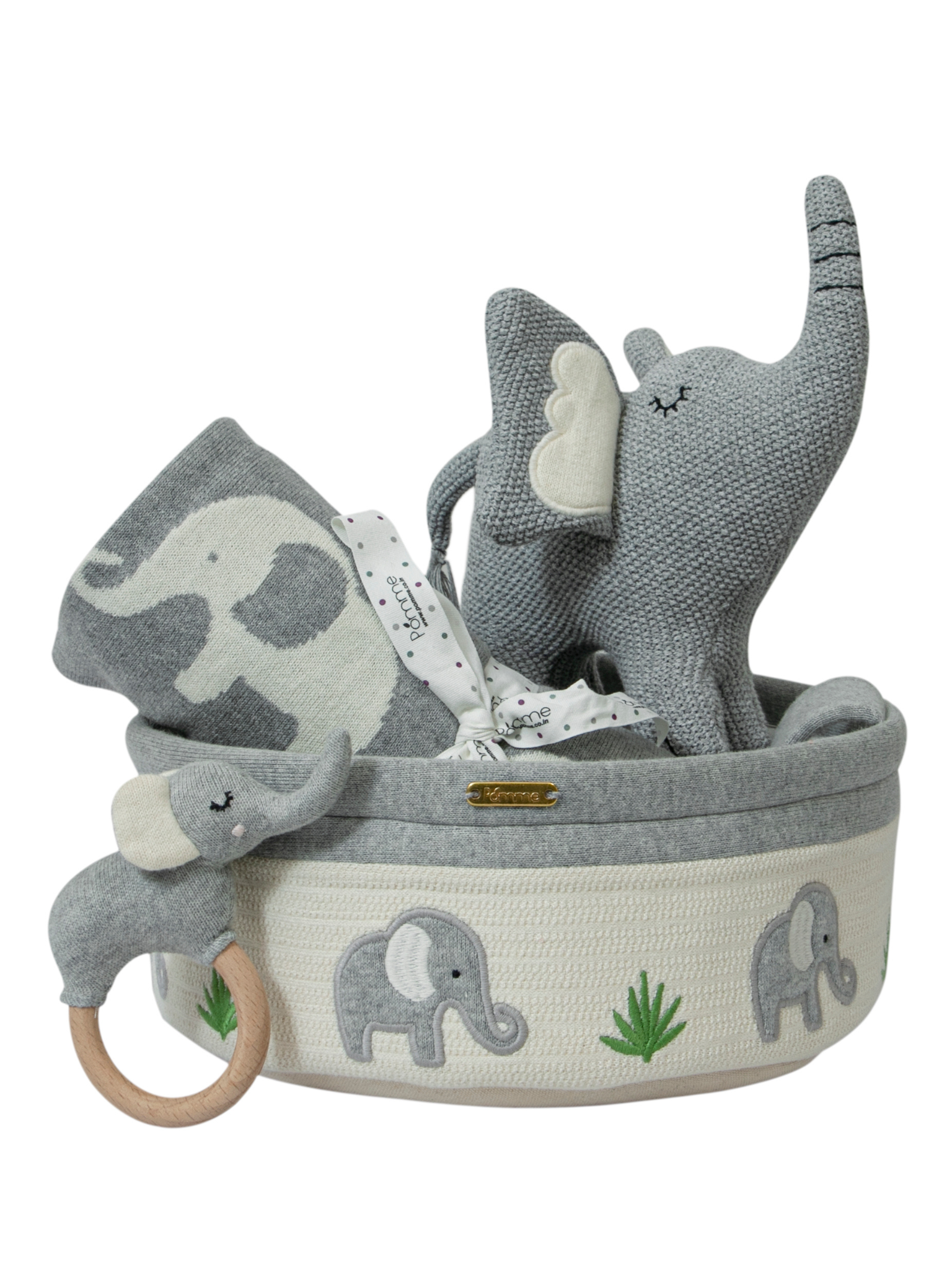 Knitted Elephant Basket Gift Set