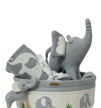 Knitted Elephant Basket Gift Set
