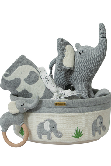 Knitted Elephant Basket Gift Set