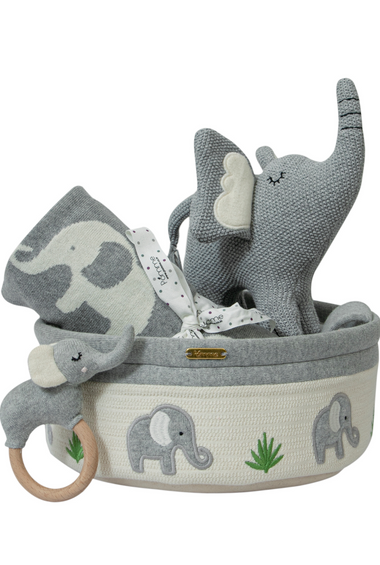Knitted Elephant Basket Gift Set