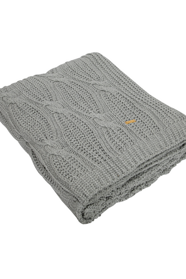 Knitted Grey Melange Texture Knit Throw