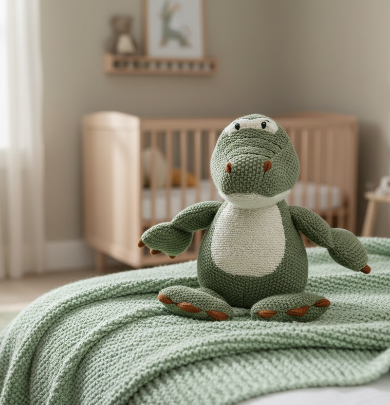 Pomme Cotton Knitted Crocodile (Green)