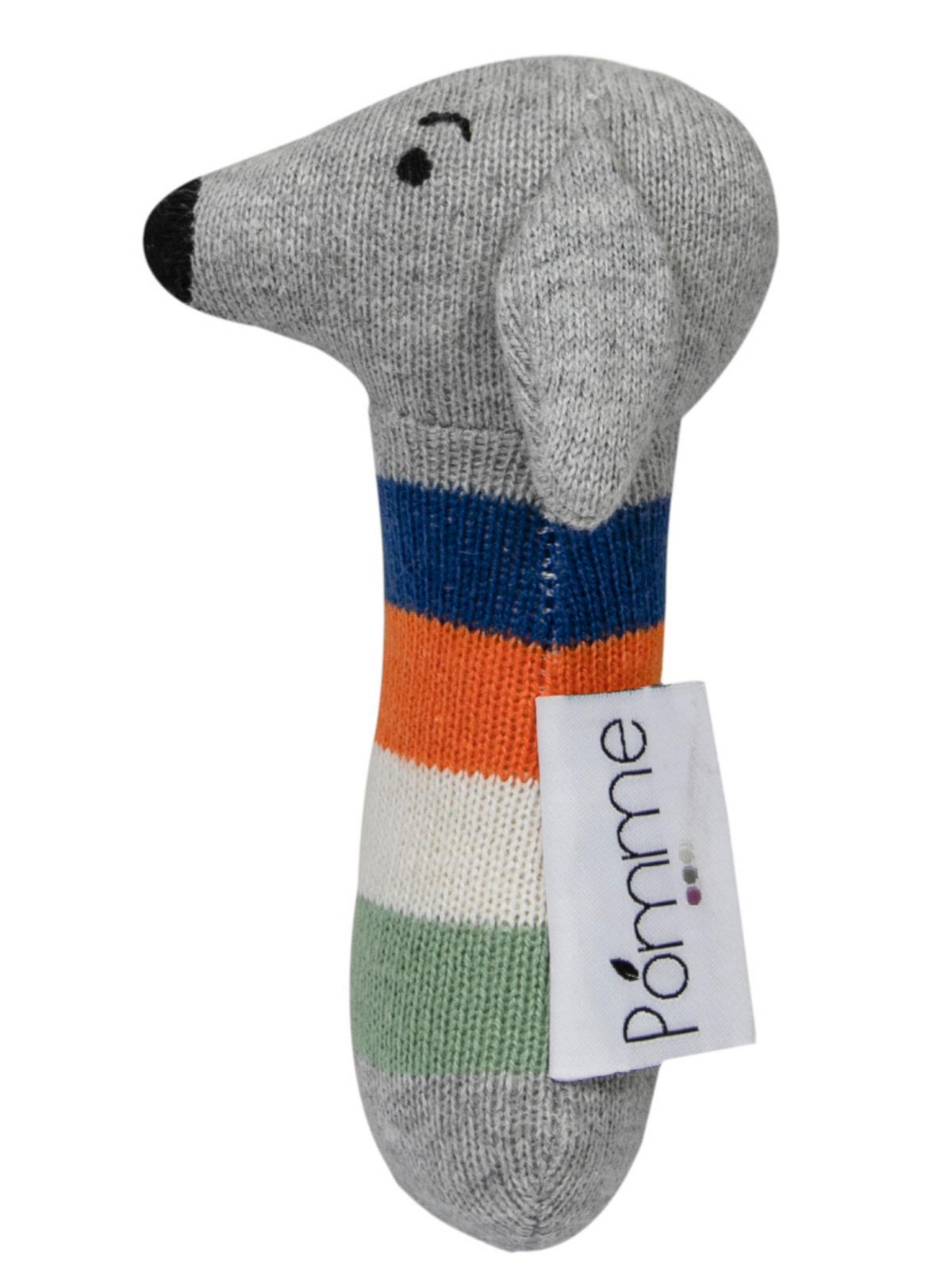Pomme Playful Dog Knitted Cotton Rattle