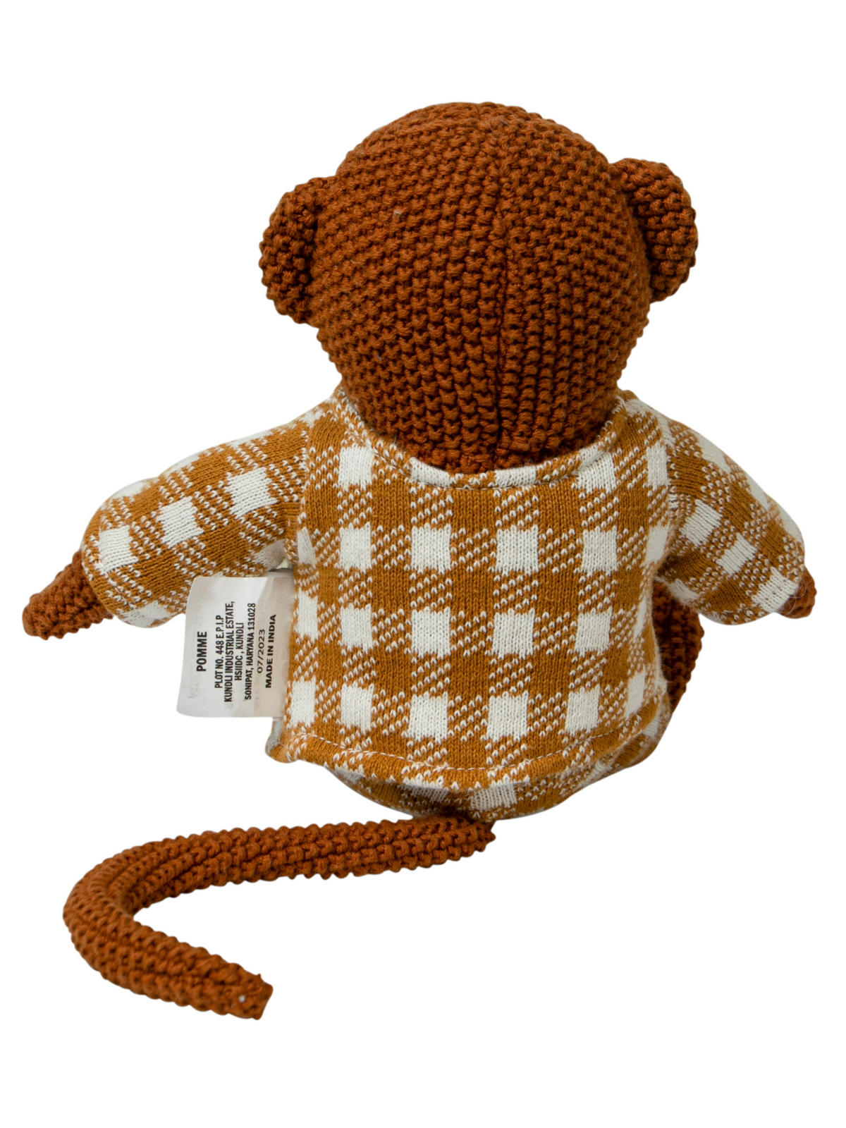 Pomme Cotton Knitted Monkey in Plaid Suit