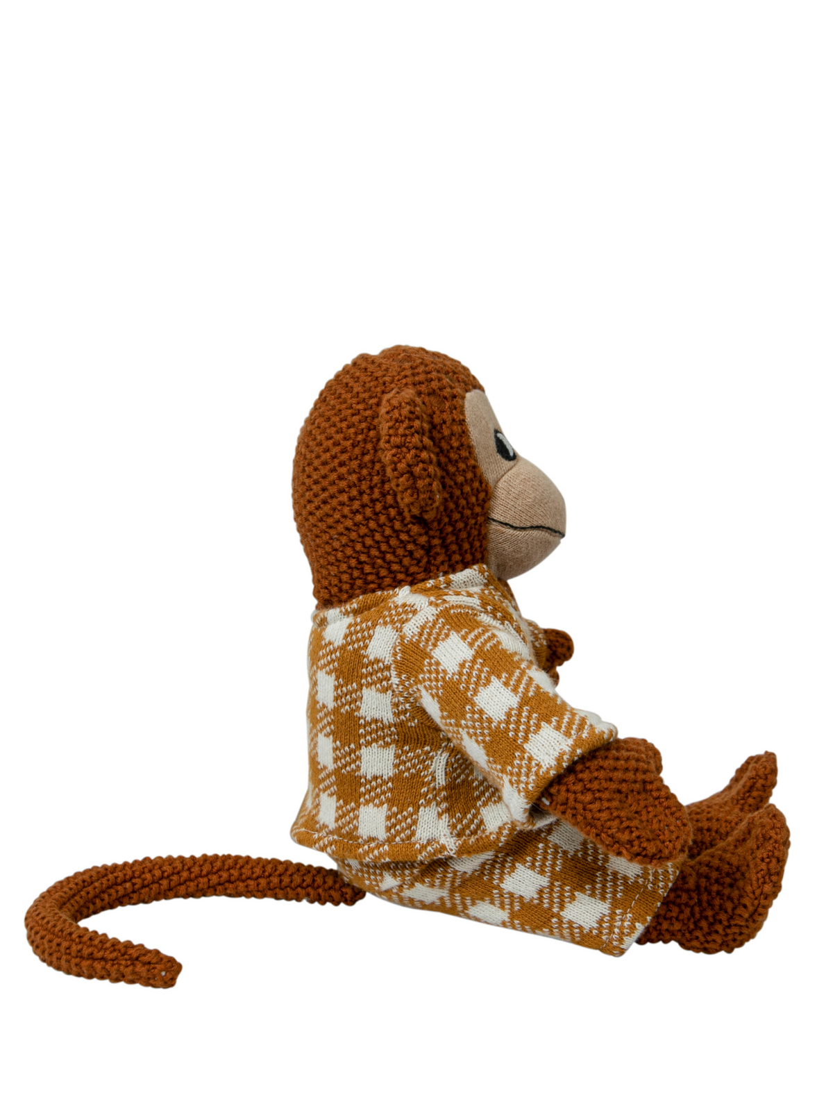 Pomme Cotton Knitted Monkey in Plaid Suit