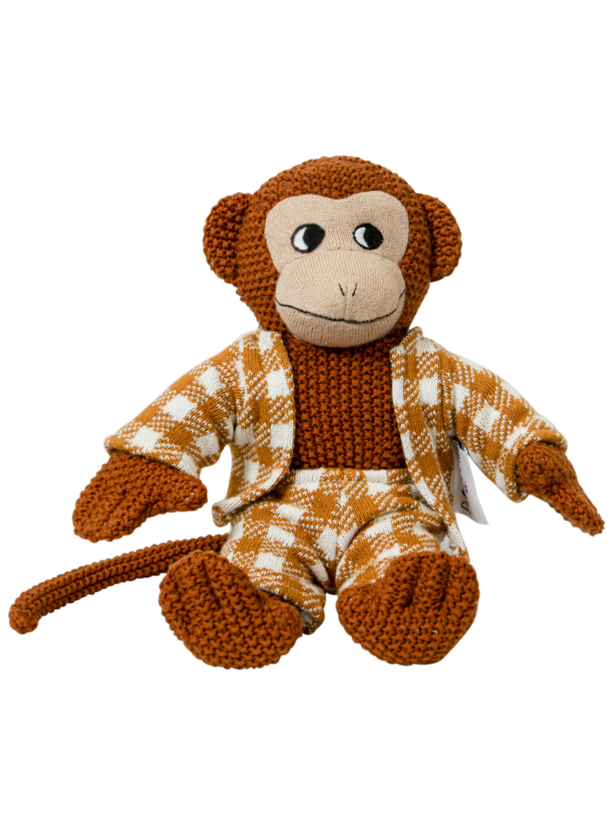 Pomme Cotton Knitted Monkey in Plaid Suit