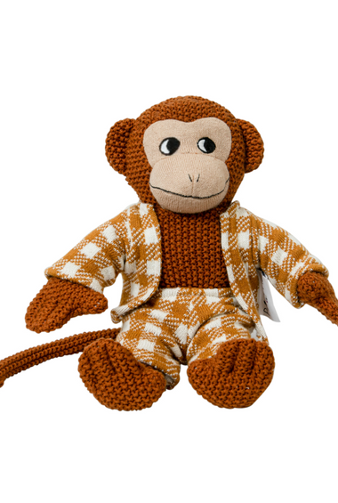 Knitted Soft Monkey With Yellow Dress