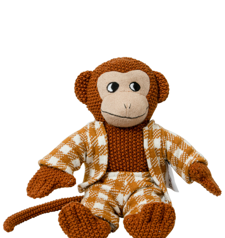 Knitted Soft Monkey With Yellow Dress