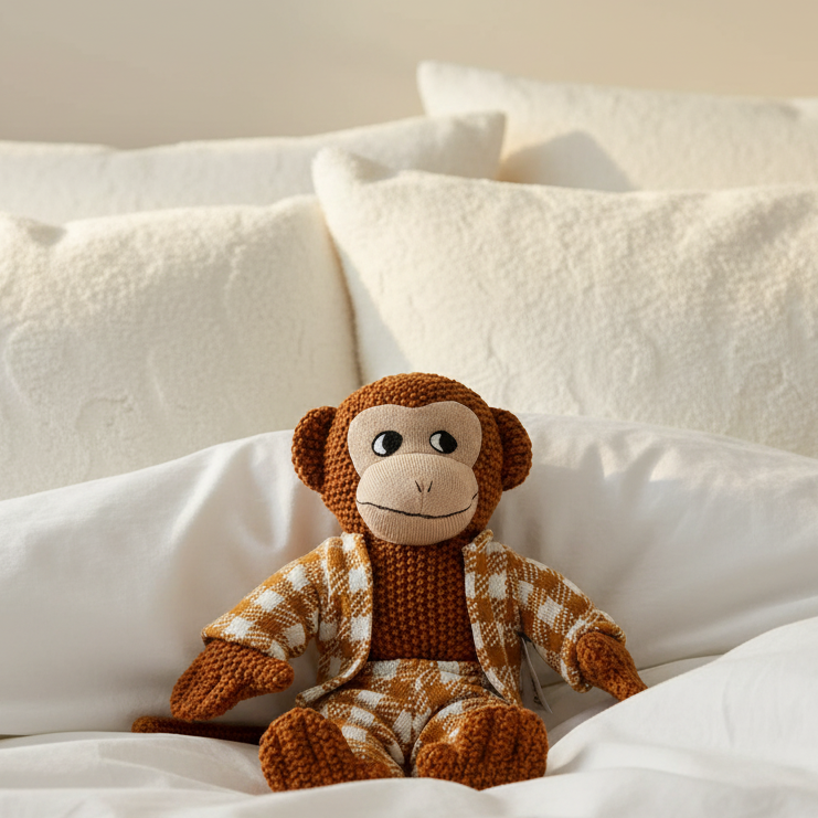 Pomme Cotton Knitted Monkey in Plaid Suit