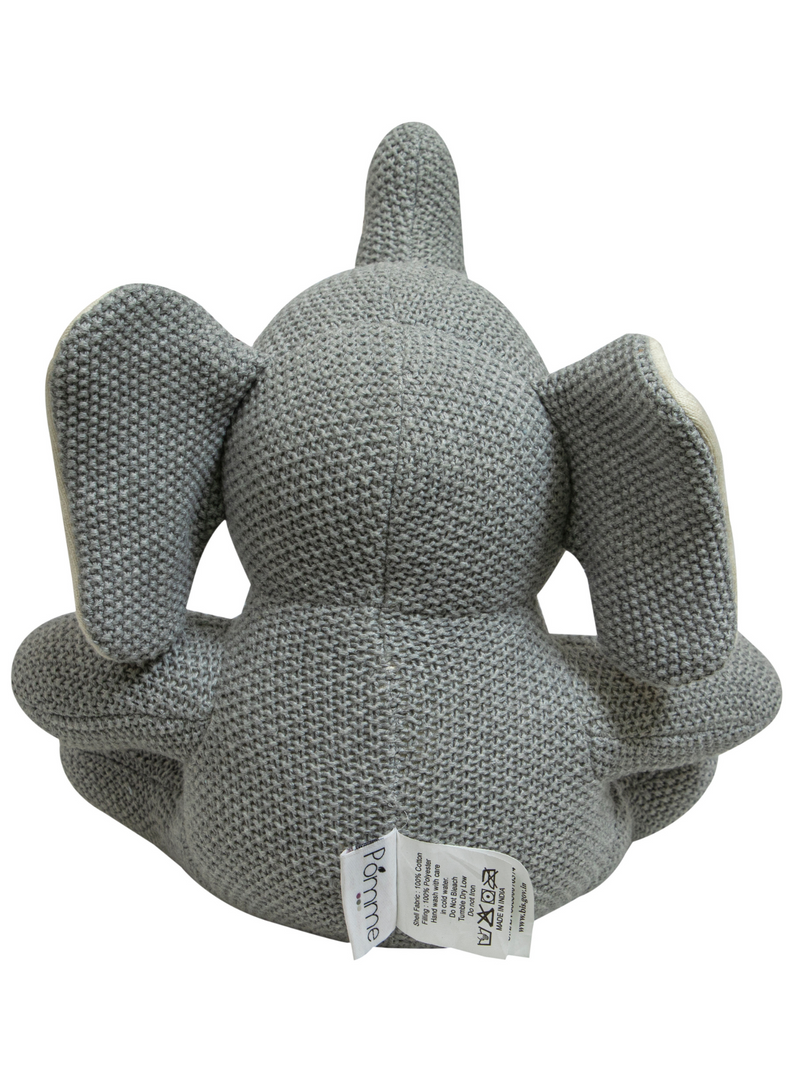 Knitted Soft Toy Grey Moss Knit Sitting Elephant