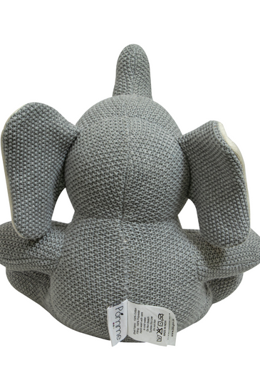 Knitted Soft Toy Grey Moss Knit Sitting Elephant