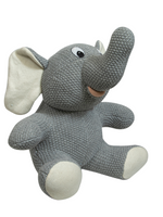 Load image into Gallery viewer, Knitted Soft Toy Grey Moss Knit Sitting Elephant
