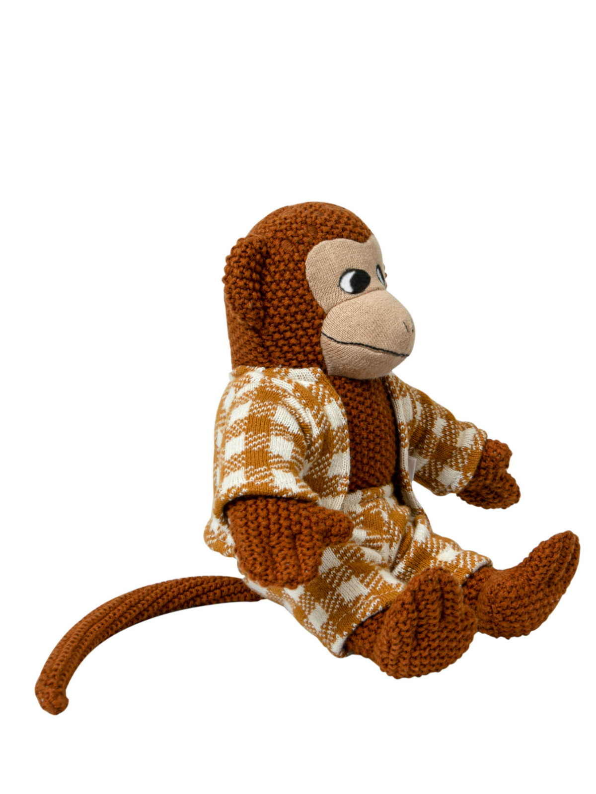 Pomme Cotton Knitted Monkey in Plaid Suit