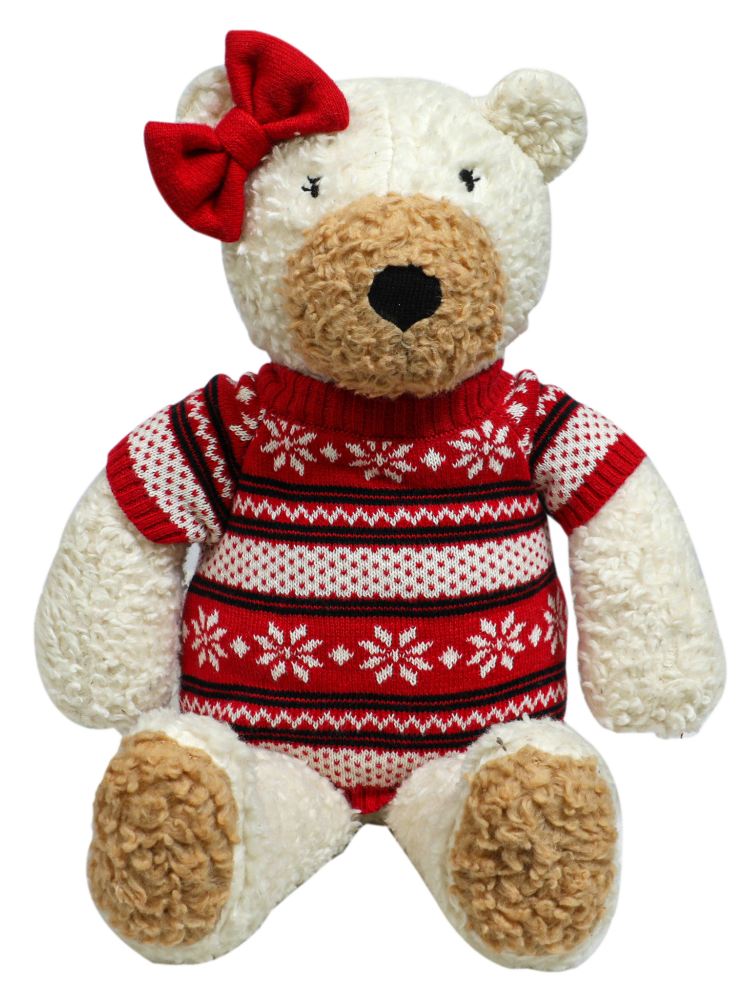 Knitted Soft Bear With Red Dress