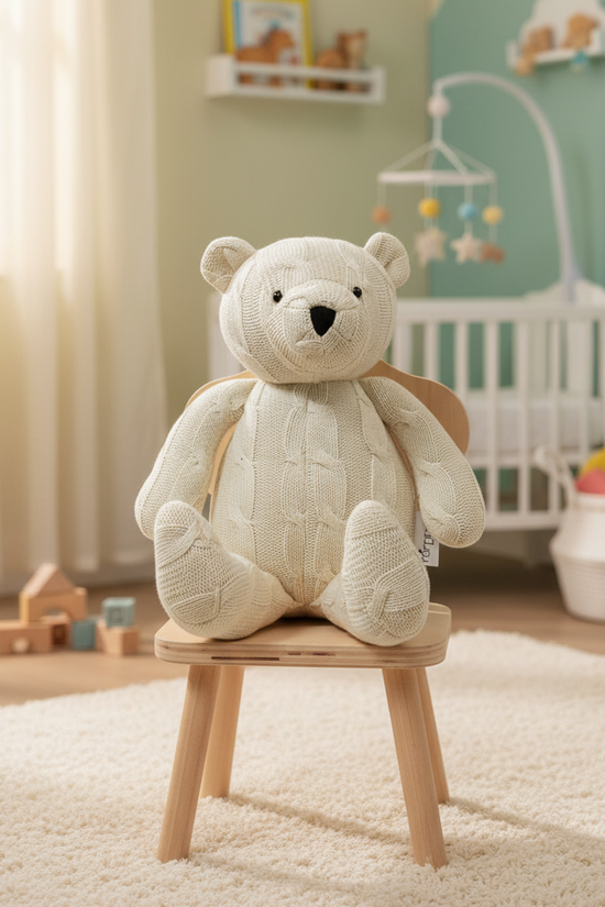 Pomme Cotton Knitted Classic Teddy Bear (Ivory)