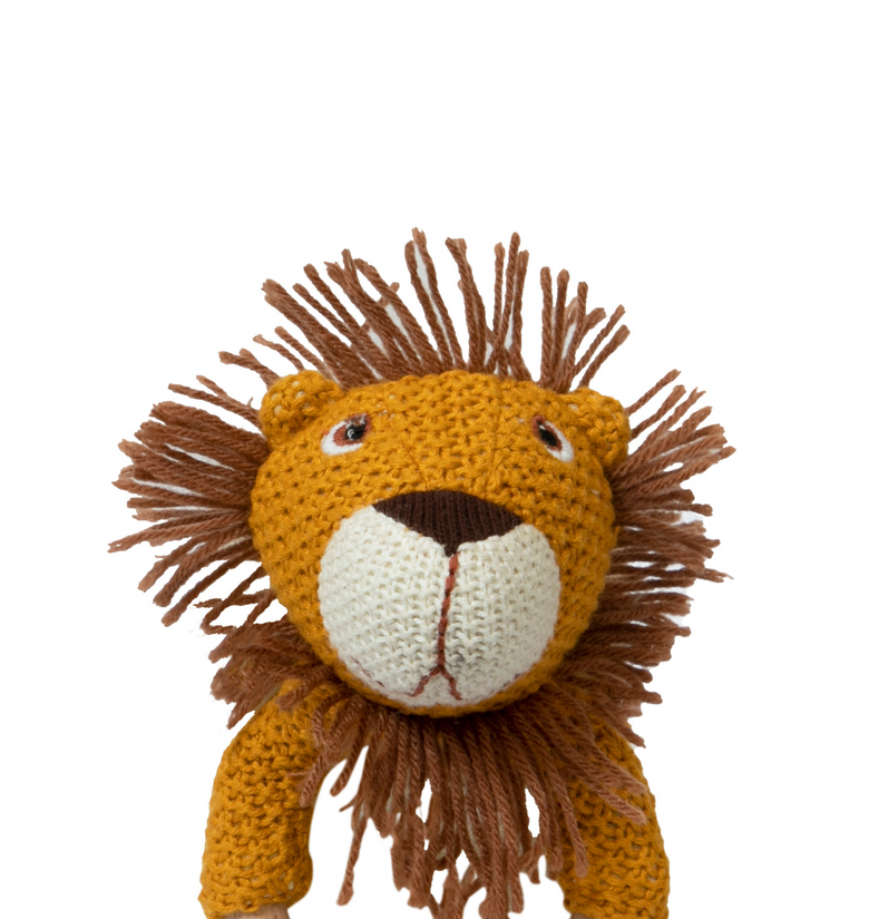 Knitted Lion Rattle With Wooden Ring