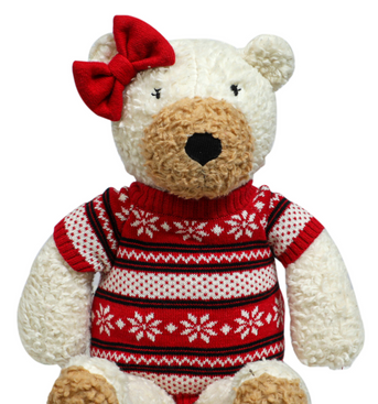 Knitted Soft Bear With Red Dress