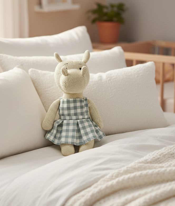 Pomme Cotton Knitted Hippo in Dress