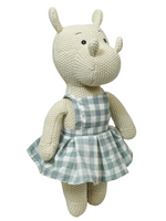 Load image into Gallery viewer, Knitted Soft Toy Ivory Hippo With Dress