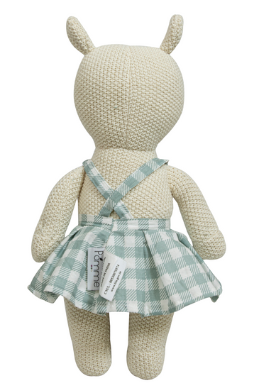 Knitted Soft Toy Ivory Hippo With Dress