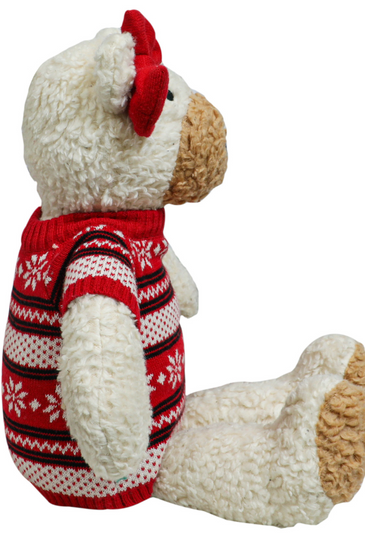 Knitted Soft Bear With Red Dress