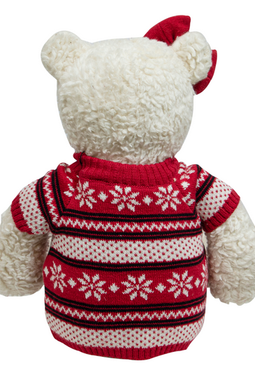 Knitted Soft Bear With Red Dress