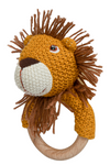 Knitted Lion Rattle With Wooden Ring