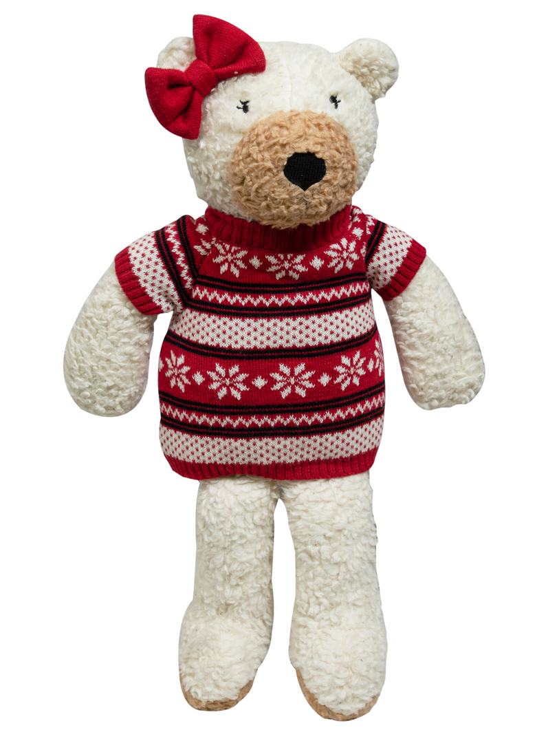 Knitted Soft Bear With Red Dress