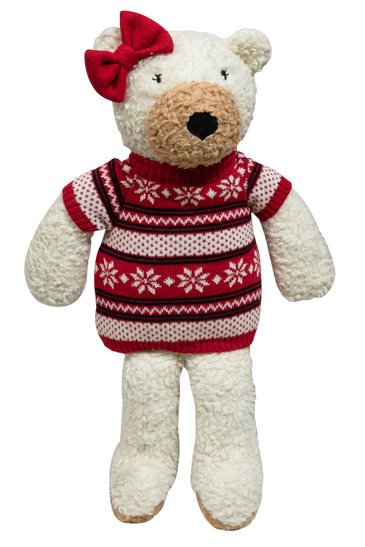 Knitted Soft Bear With Red Dress
