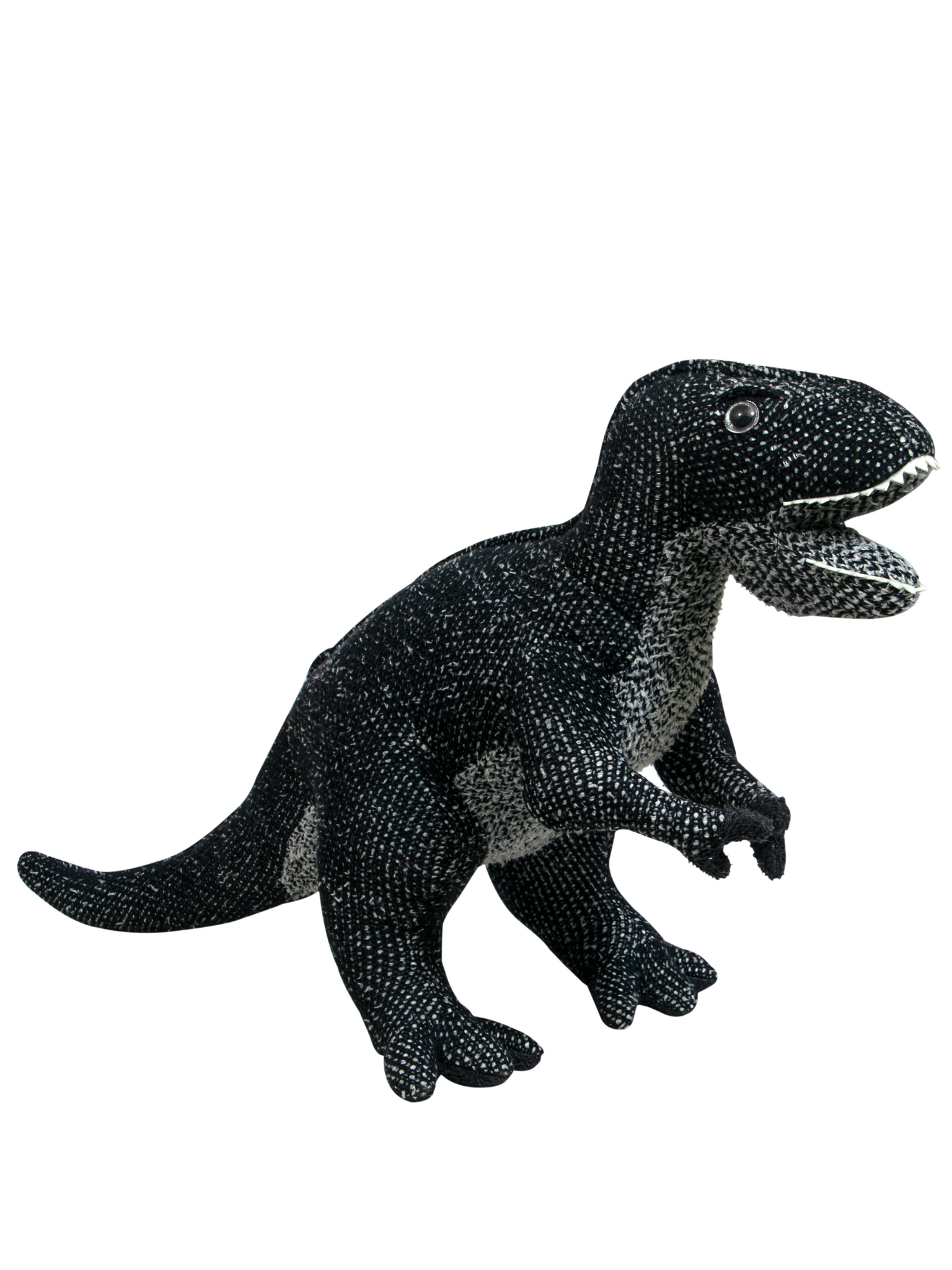 Knitted Soft Black Dinosaur Toy