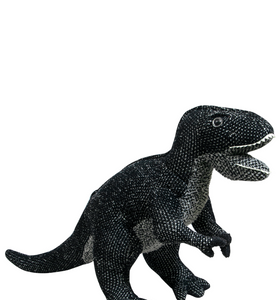 Knitted Soft Black Dinosaur Toy
