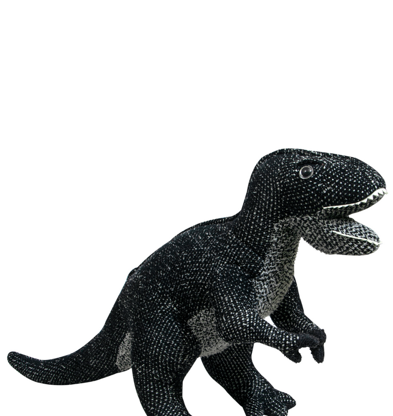 Knitted Soft Black Dinosaur Toy