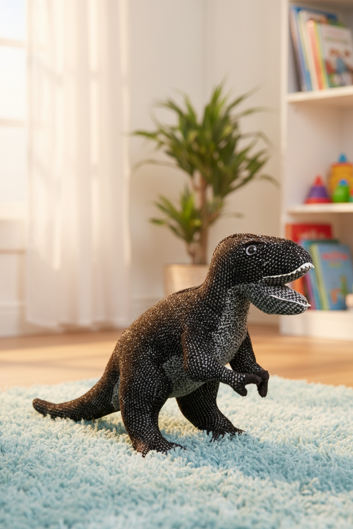 Pomme Cotton Knitted Rex Dinosaur (Black)
