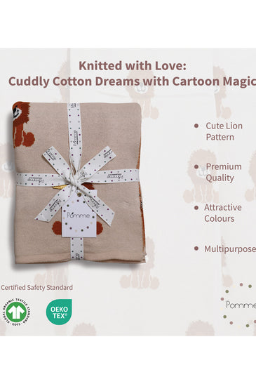 Lion Knitted Baby Blanket